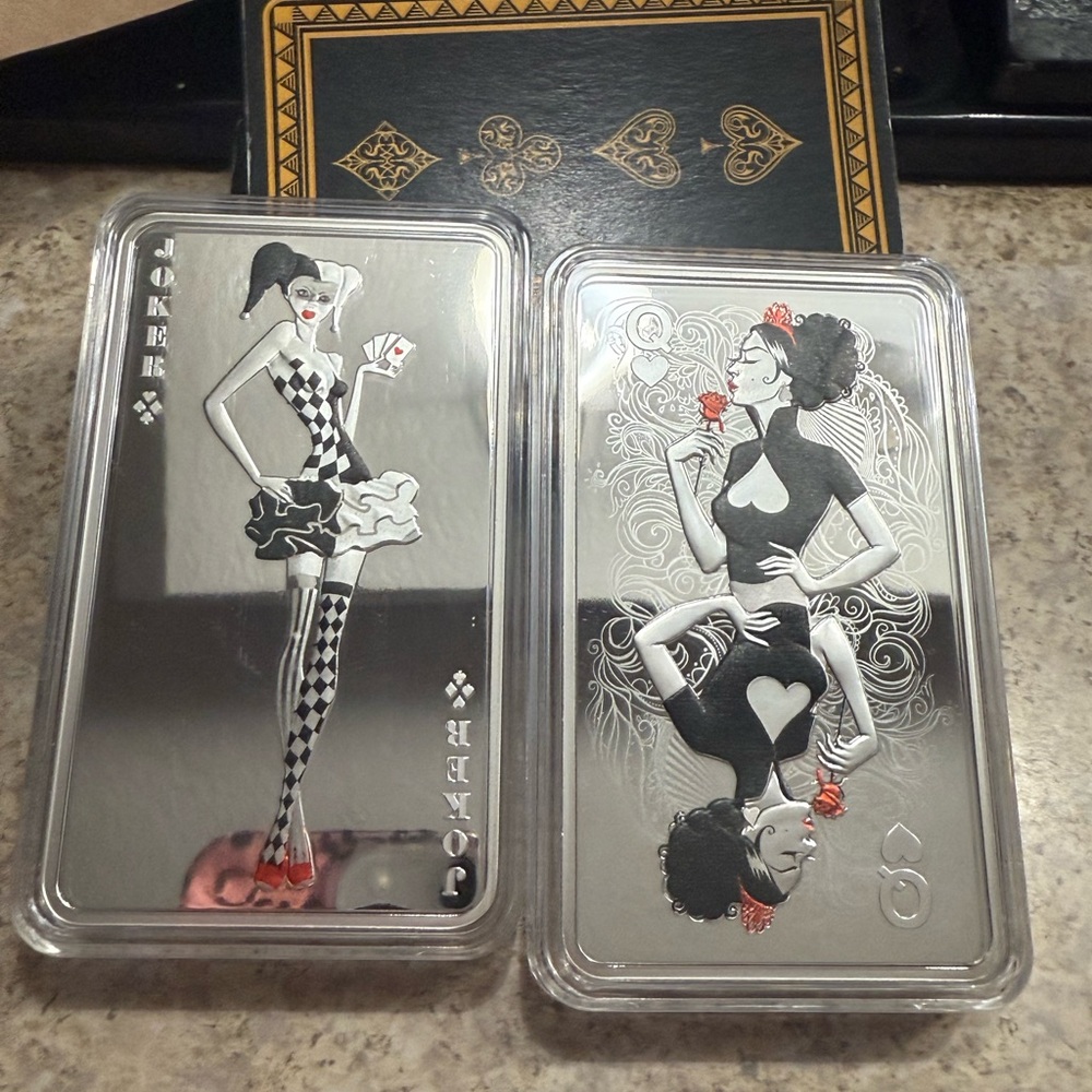 10oz Silver Bar Playing Card Set with Joker Design!